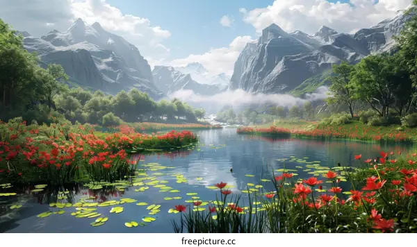 Tranquil Mountain Lake in a Picturesque Valley