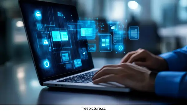 Modern Laptop Showing Digital Interface