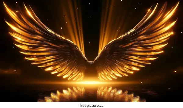 Golden Angel Wings Spread in the Light