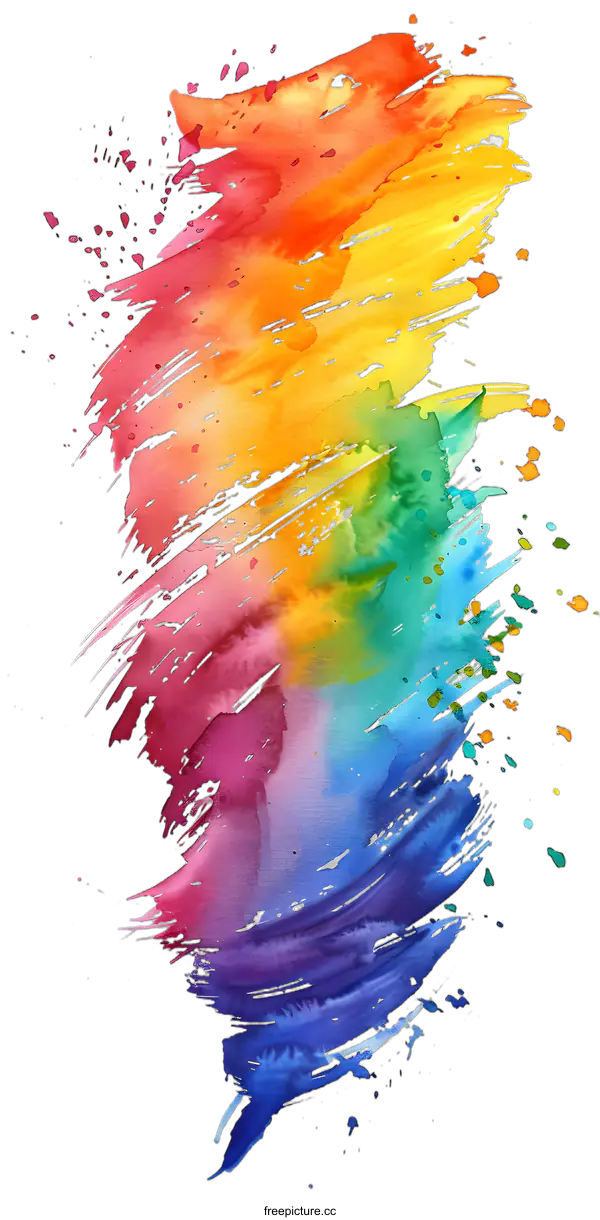 [Transparent Background PNG]Watercolor Abstract Art Background with Rainbow Colors