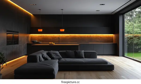 Modern Minimalist Kitchen Living Room Design