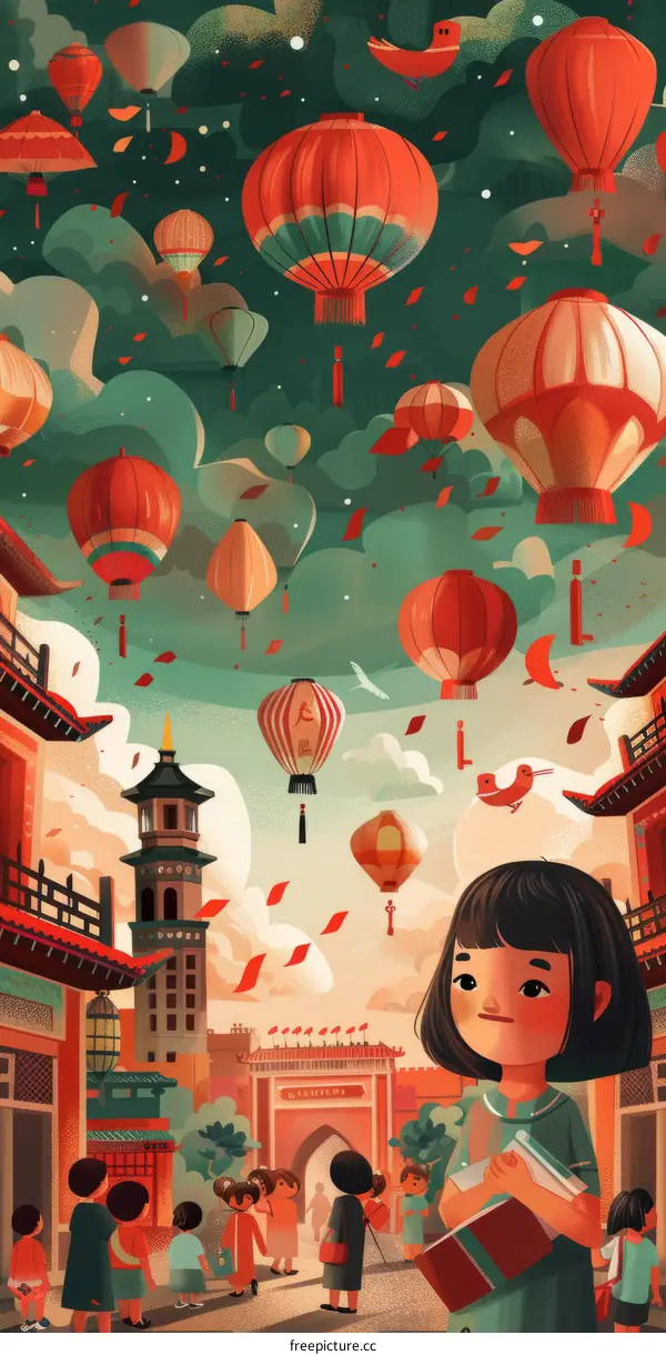 Charming Lantern Festival in an Ancient Town in China