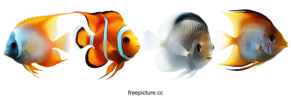 [Transparent Background PNG]Colorful Fish Variety in Aquatic Environment