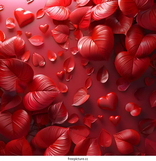 Red leaves and hearts background