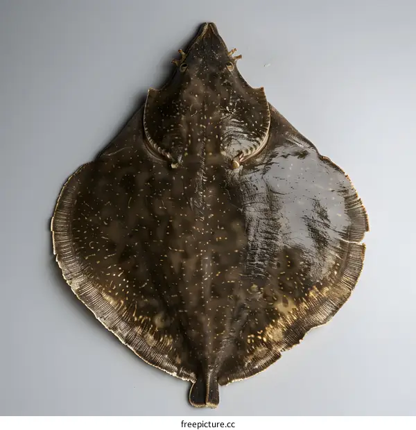 Freshly Caught Skate Fish on Gray Background