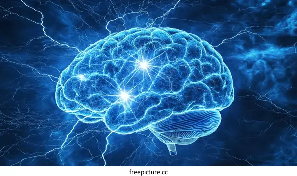 Human Brain and Electrical Activity Illustration