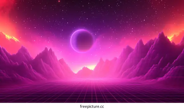 Retro Futuristic Landscape Digital Art