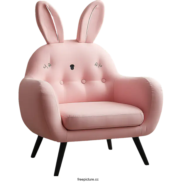 [Transparent Background PNG]Cute Pink Rabbit Ear Chair for Kids