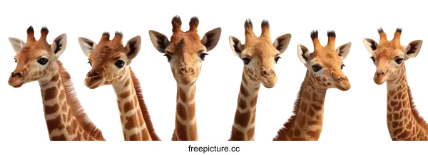 [Transparent Background PNG]Adorable Baby Giraffes Close Up Collection