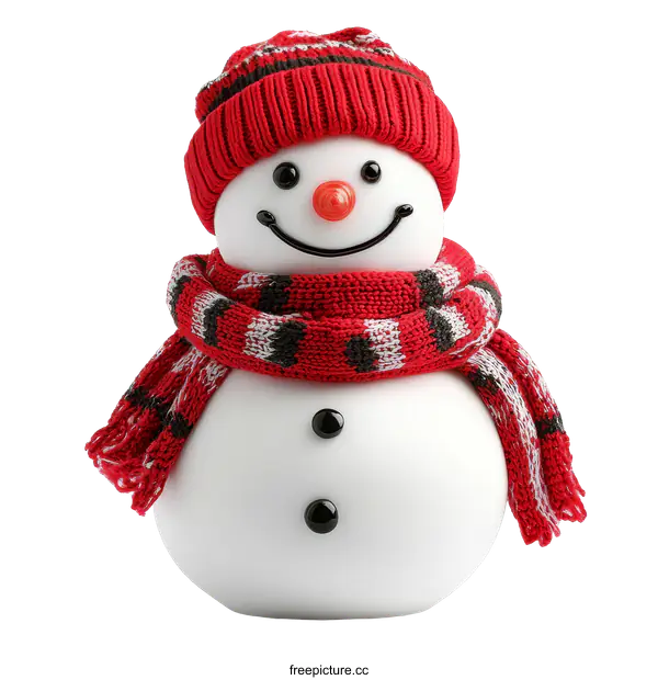 [Transparent Background PNG]Cute Snowman with Knitted Accessories