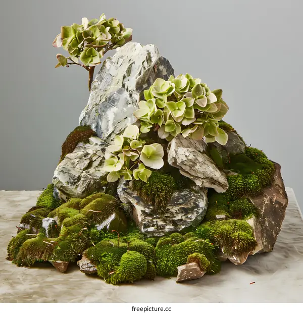 Green Moss and Rock Arrangement