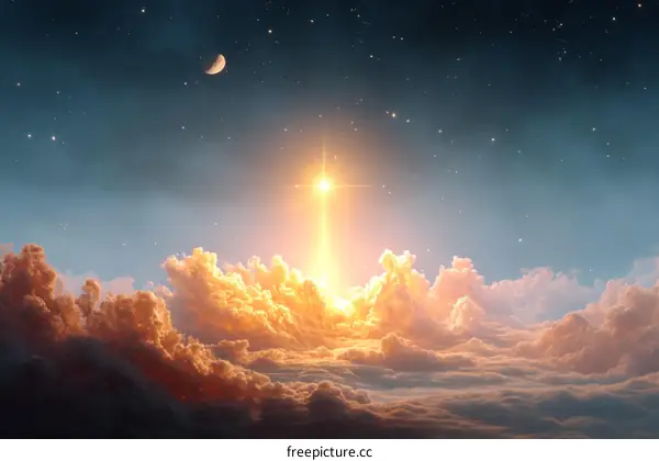 Celestial Sunrise Above the Clouds