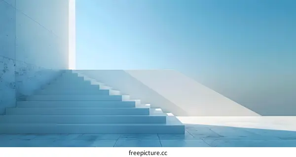 Minimalist Concrete Stairs Leading to White Wall