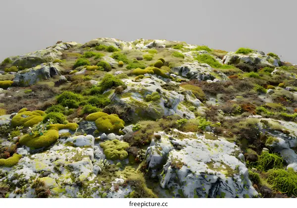 Close Up View Of Moss Covered Rocks