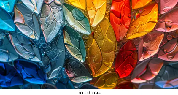 Colorful 3D leaves with a shiny surface