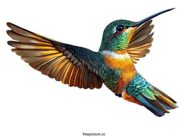 [Transparent Background PNG]Stunning Illustration of a Hummingbird in Flight