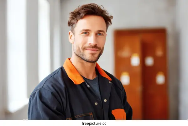 Caucasian Male Construction Worker Portrait