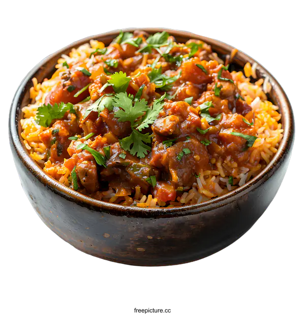 [Transparent Background PNG]Chicken curry with rice in bowl