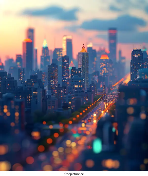 A Nighttime Cityscape with Bokeh Effect