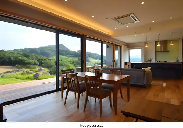 Modern House With Wooden Floor and Large Windows