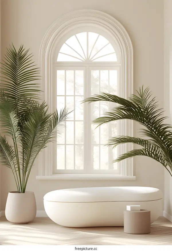 Minimalist Interior Design with White Sofa and Plants