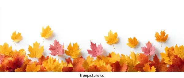 Autumn Leaves Arrangement on a White Background