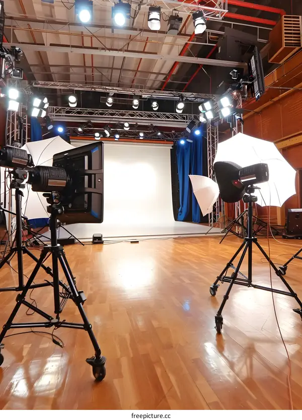 Professional Studio Lighting Setup with White Backdrop