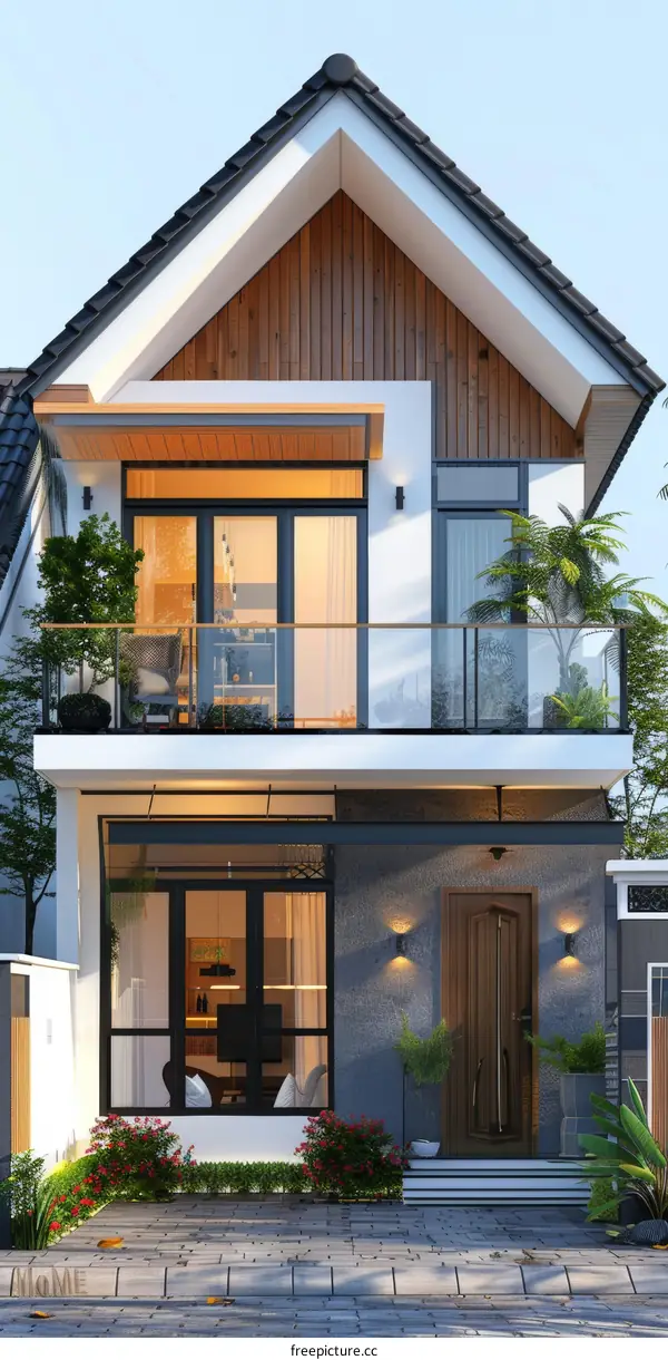 A Small Modern Two Storey House With A Balcony