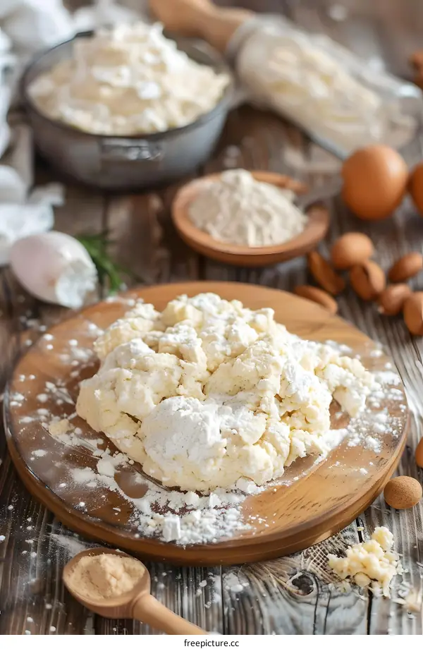 Homemade Dough On Wooden Board