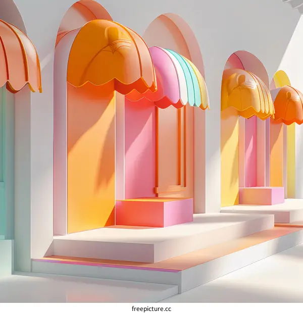 Colorful Geometric Storefront 3D Rendering