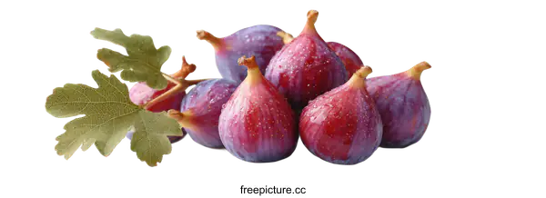 [Transparent Background PNG]Fresh Figs with Leaves Close-up