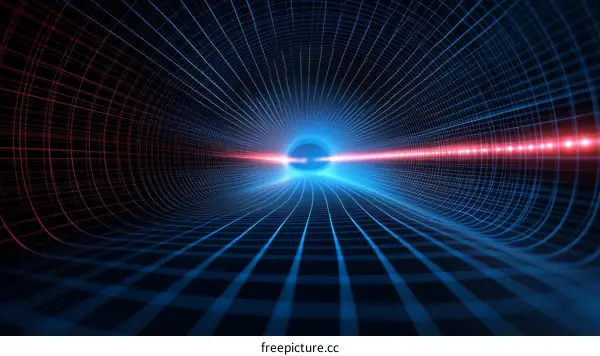 Abstract Futuristic Tunnel with Grid Pattern
