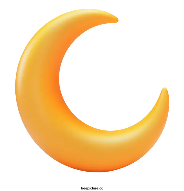 [Transparent Background PNG]3D Rendered Crescent Moon Illustration
