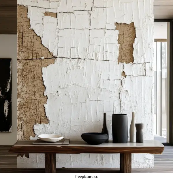 Rustic White Cracked Wall Interior Design