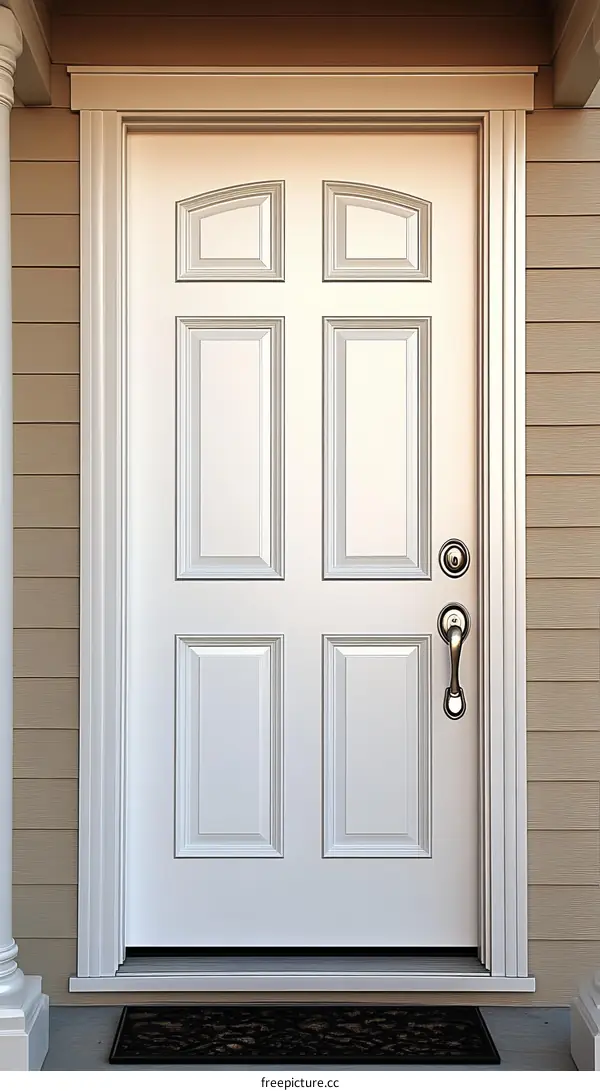 Exterior White Front Door with Classic Design