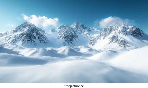 Snowy Mountain Scenery of Winter Wonderland