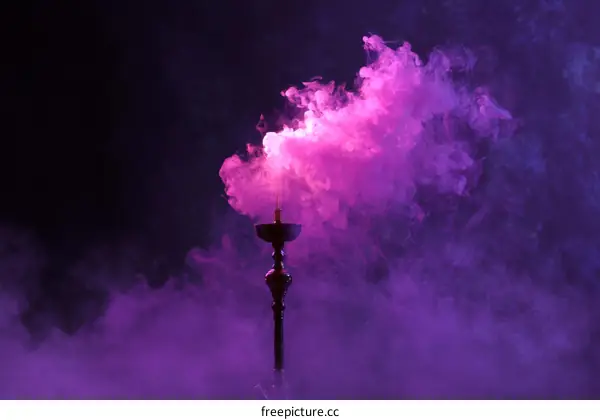 Pink Smoke hookah in Dark Background