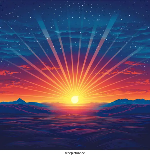 Majestic Sunset Over Mountain Range