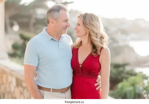 Happy Couple Embracing and Smiling at Each Other