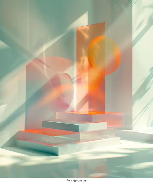 Geometric structure rendering with podium and sphere