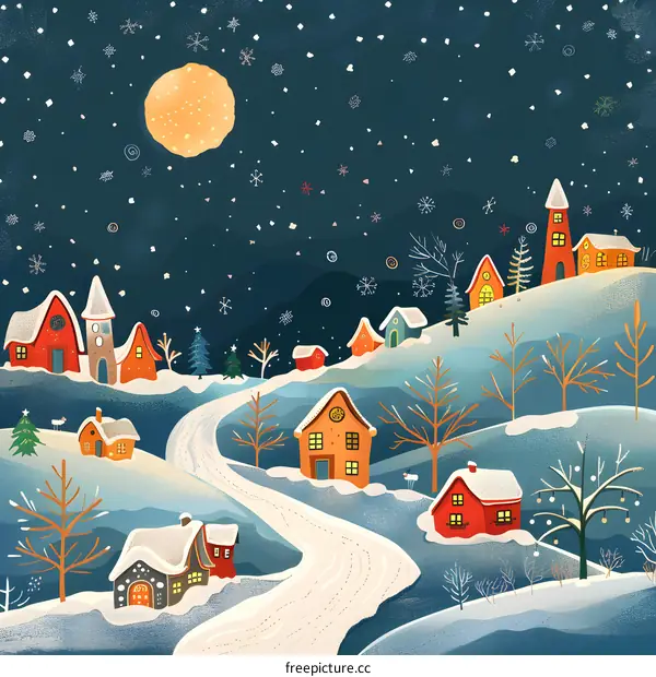 Christmas Town with Falling Snow