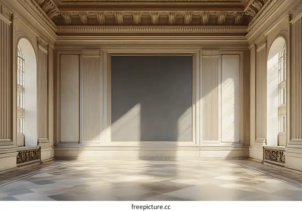 Empty Classic Room With Sunlight and Large Wall