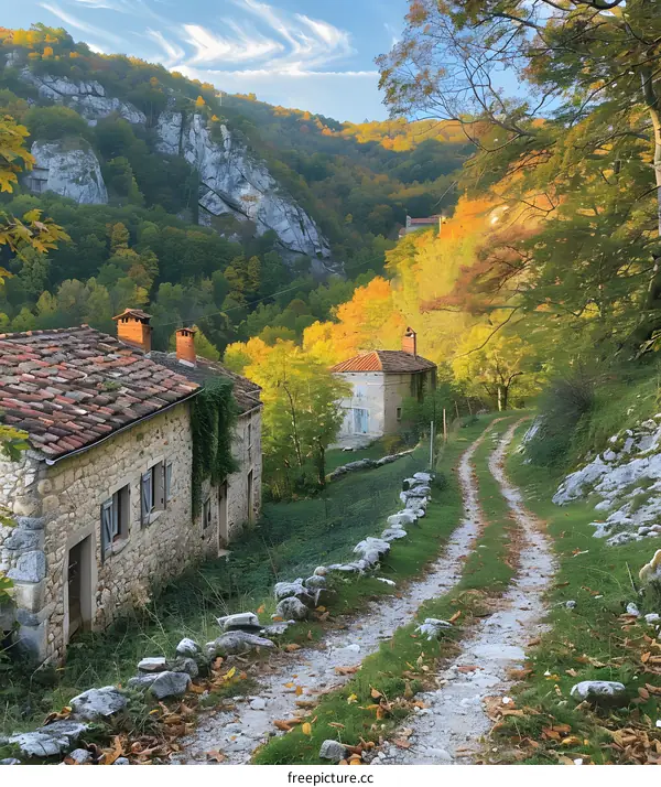 Autumn Path through the French Countryside