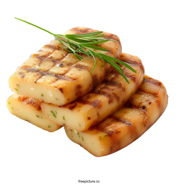 [Transparent Background PNG]Grilled cheese slices with herbs