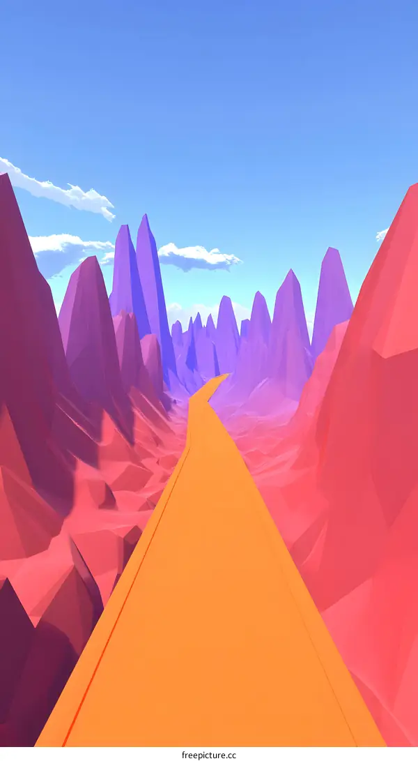 Abstract Low Poly Landscape with Road