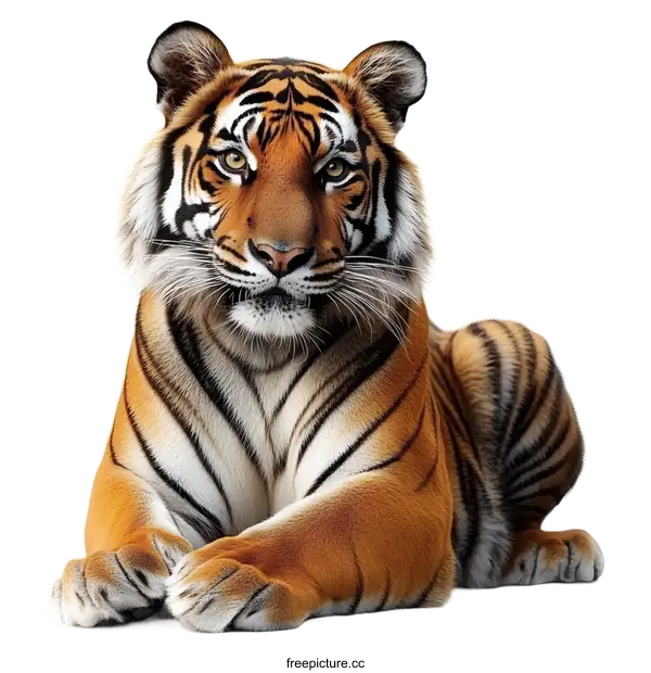[Transparent Background PNG]Majestic Tiger Portrait on White Background