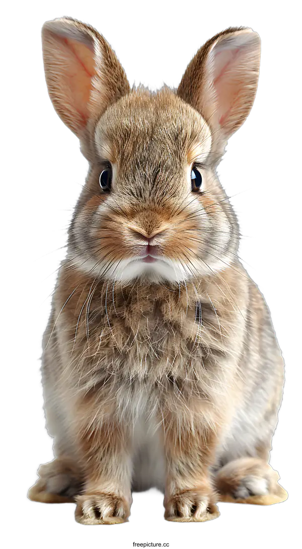 [Transparent Background PNG]Adorable Brown Rabbit on White Background