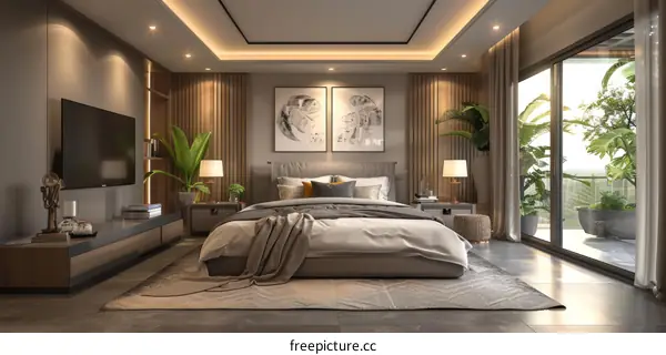 Modern Bedroom Interior Design Illustration
