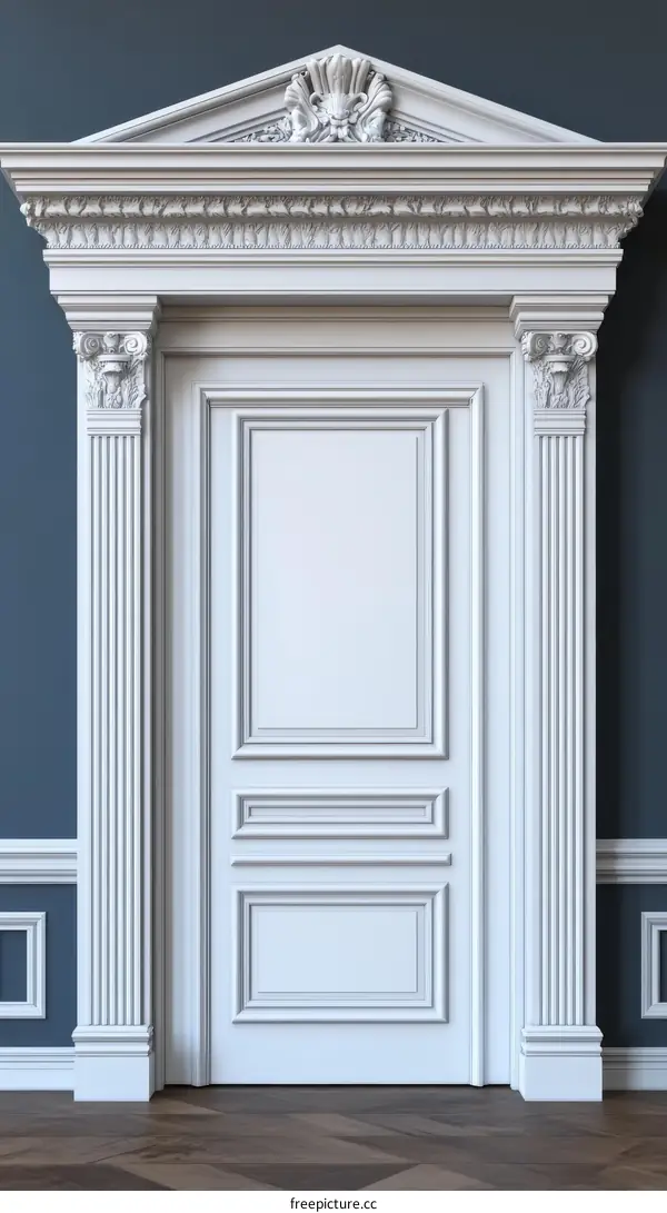 Classic White Doorway with Ornate Moldings