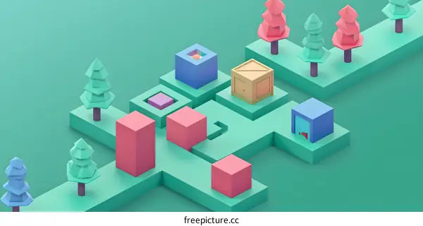 3D Low Poly Geometric Abstract Green Background Illustration